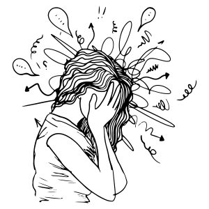 hand drawn image of girl with anxiety