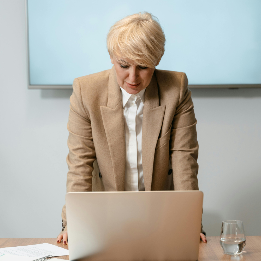 Woman preparing for a presentation